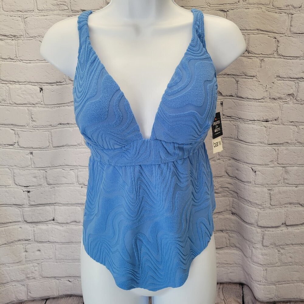 Bar III Women's Hankey Textured Tankini Top